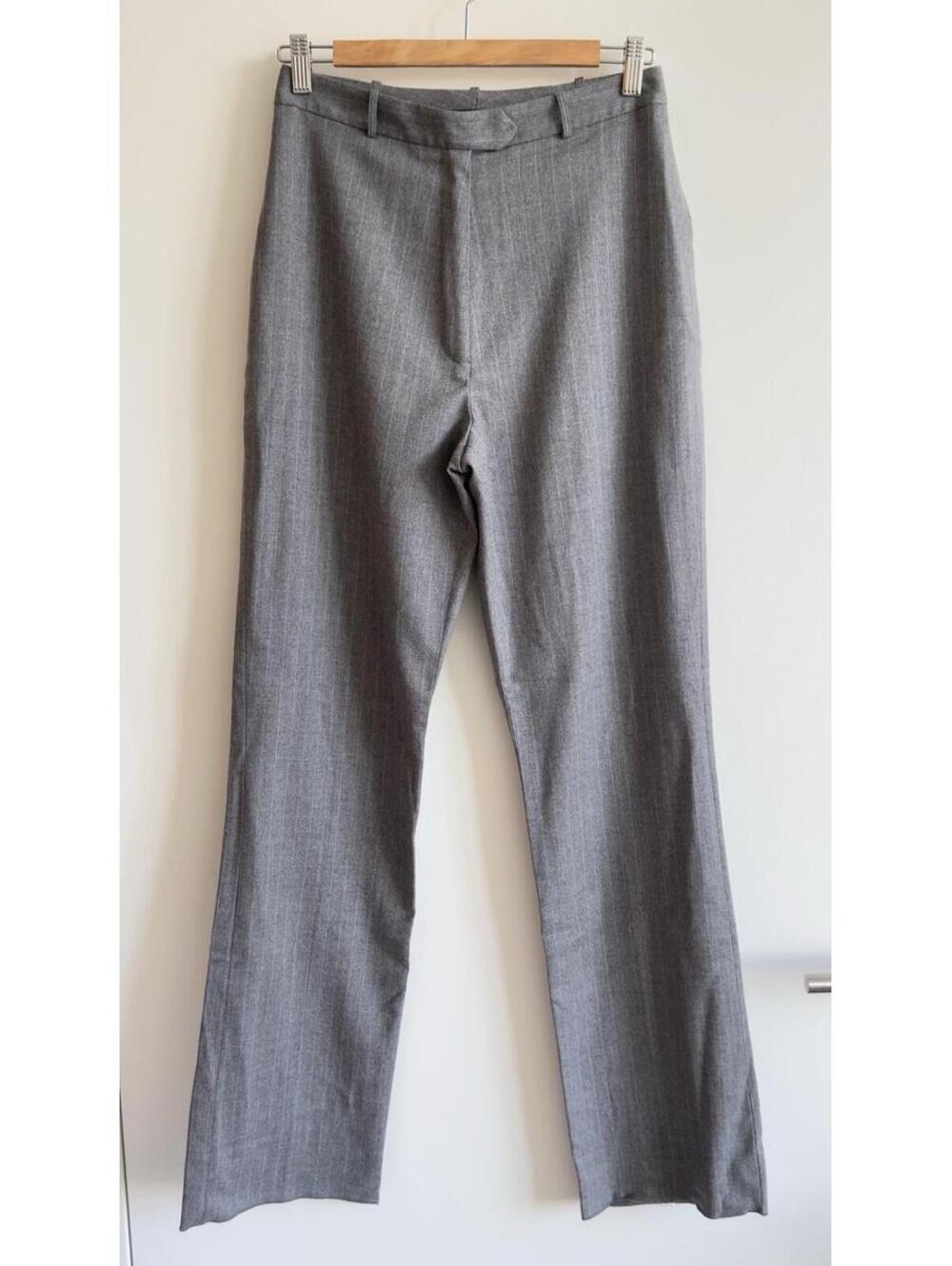 Lela Rose Gray Pinstripe Wool Blend Dress Pants Straight Leg Career